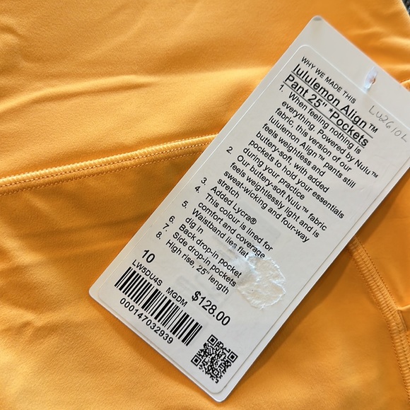 Lululemon Align High-Rise Pant with Pockets 25" size 10 NWT MANGO DREAM 🥭 - Picture 2 of 5